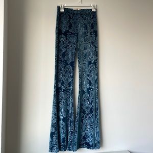 Stylish light blue velvet flare leg pants. NEVER WORN